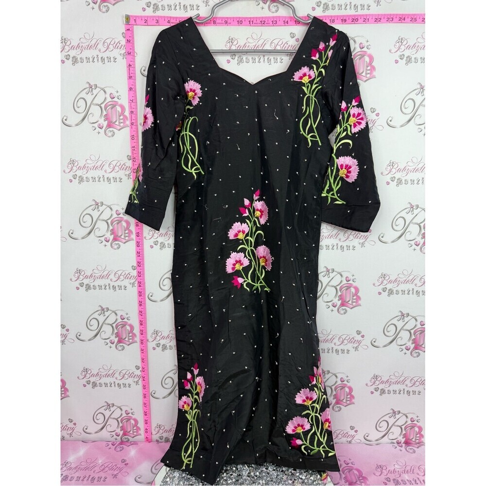 Dress flowers Black Floral Embroidered Women’s Dress